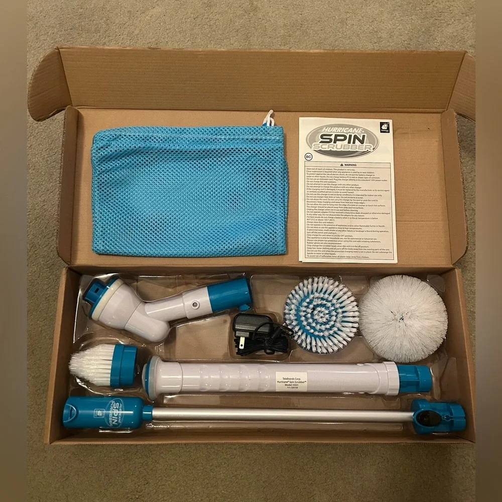 Hurricane Spin Scrubber Rechargeable Cordless Spin Brush with 3 Spin Brushes